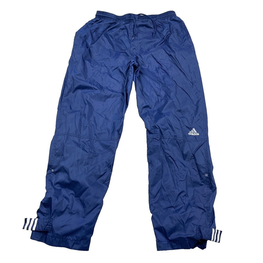 Vintage Y2K Adidas Pants Men Large Blue Windbreaker Joggers Track Baggy Lined A7